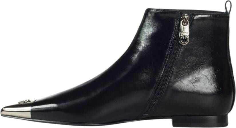 pinko Zwarte platte schoenen met metalen neus Black Dames