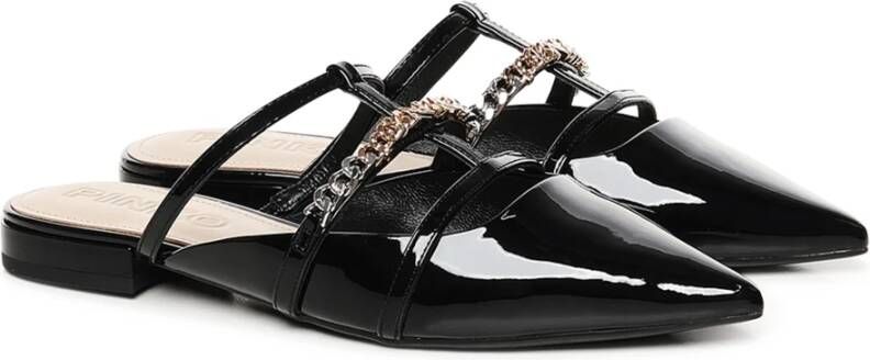 pinko Zwarte Sandalen van Lakleer met Ketting Black Dames