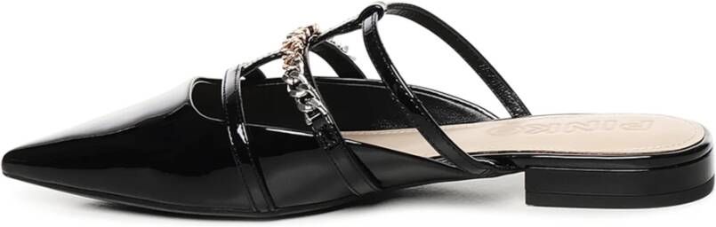 pinko Zwarte Sandalen van Lakleer met Ketting Black Dames