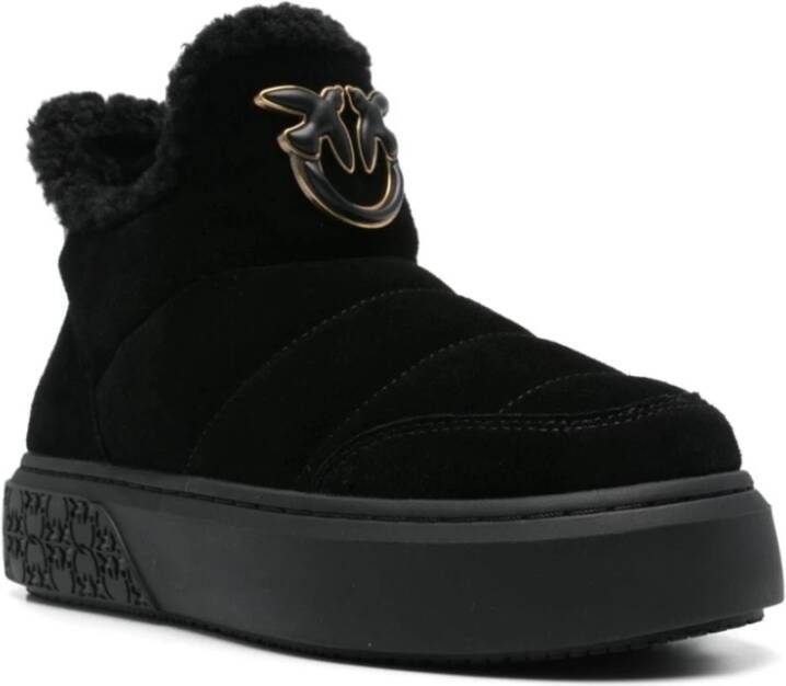 pinko Zwarte Slip-On Gewatteerde Laarzen Black Dames