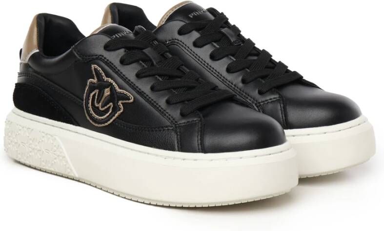 pinko Zwarte Sneakers met Love Birds Logo Black Dames