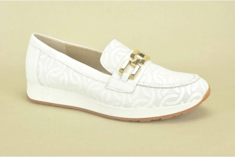 Pitillos Wit Print Moccassin +Gar. White Dames