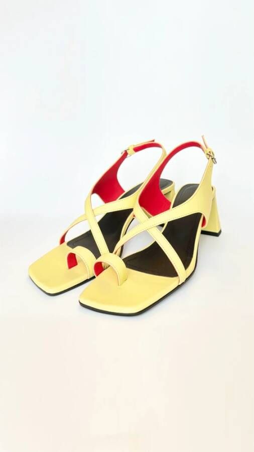 Plan C Italiaanse Crisscross Toe-Loop Slingback Sandalen Yellow Dames