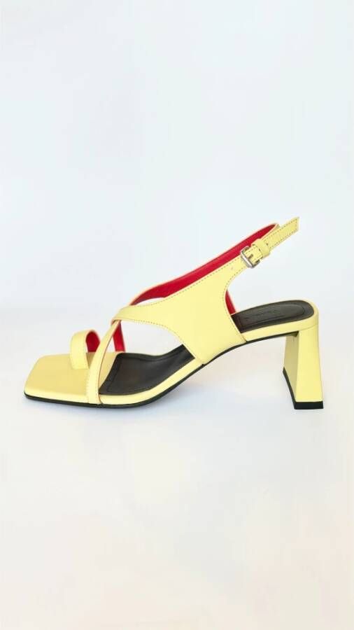 Plan C Italiaanse Crisscross Toe-Loop Slingback Sandalen Yellow Dames