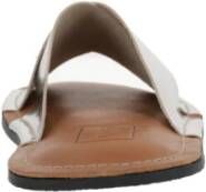 Plan C Zilveren Slide Sandalen Leren Rubberen Zool Gray Dames