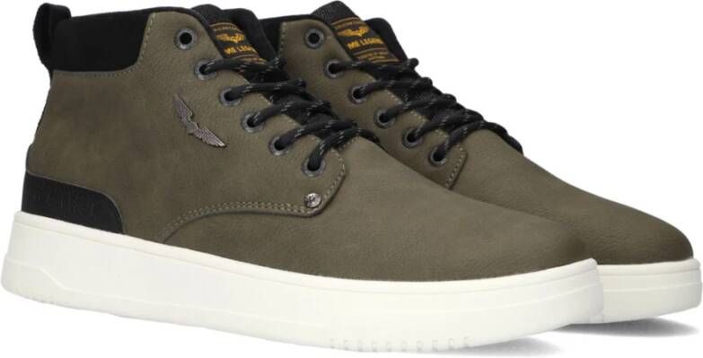 PME Legend Groene hoge sneakers met leren details Green Heren