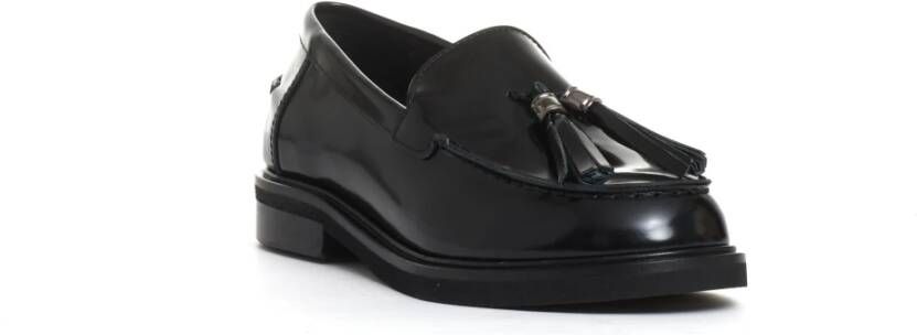 Poesie Veneziane Zwarte leren loafer met kwastjes Black Dames