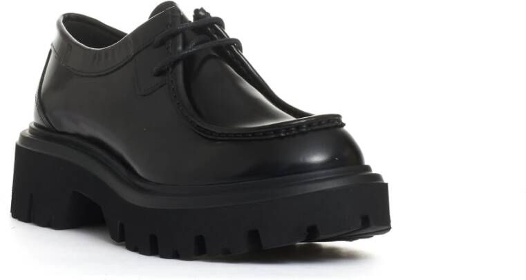 Poesie Veneziane Zwarte Leren Noorse Stijl Schoenen Black Dames