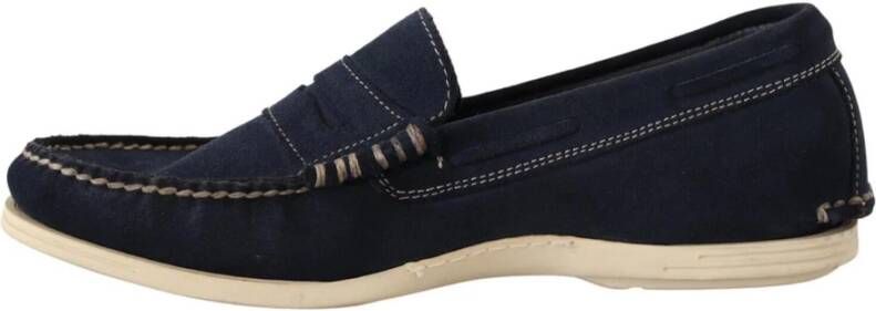 Pollini Blauwe Suède Mocassin Loafers Blue Heren