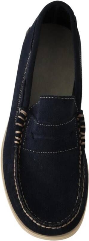 Pollini Blauwe Suède Mocassin Loafers Blue Heren