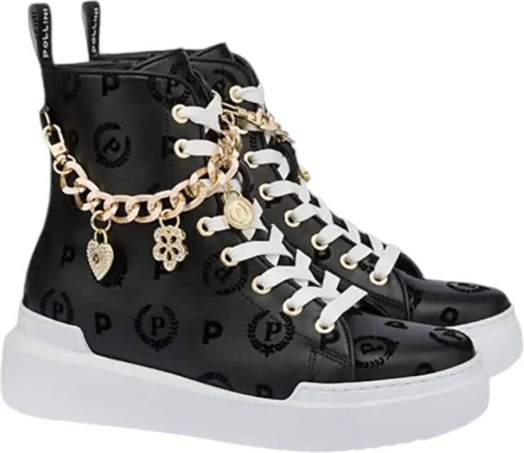 Pollini Hoge Top Sneakers Black Dames