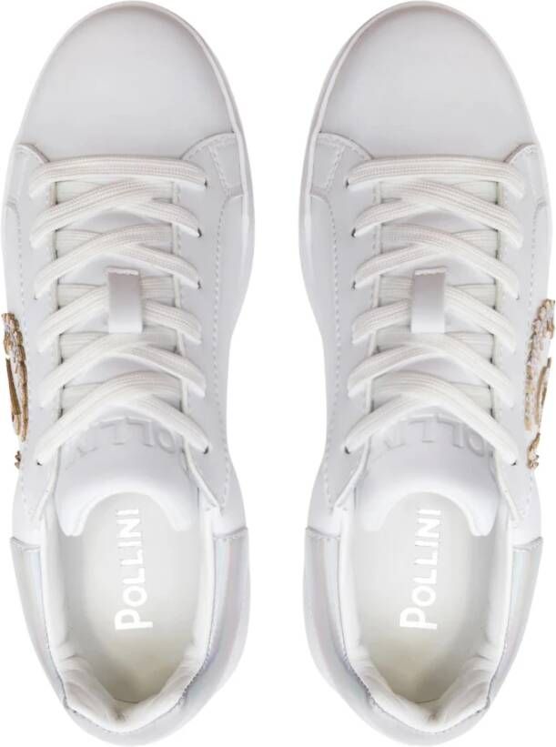 Pollini Witte Leren Sneakers White Dames