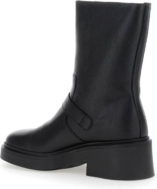 Pollini Zwarte Leren Dames Enkellaarzen Black Dames