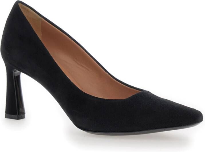 Pollini Zwarte Suède Pumps Met Puntige Neus Black Dames