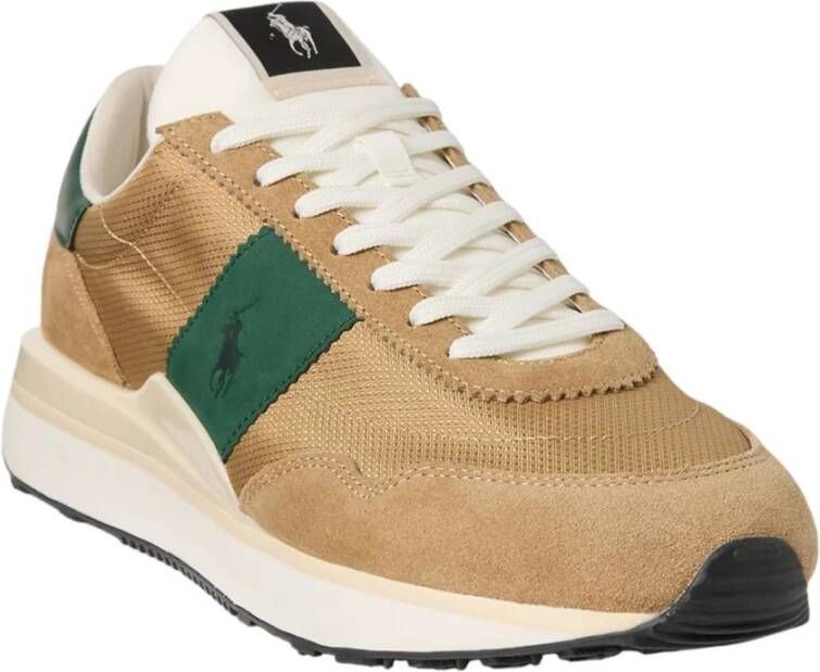 Polo Ralph Lauren Beige Sportieve Leren Sneakers Beige Heren