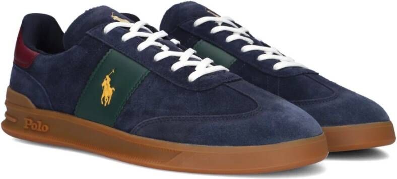 Polo Ralph Lauren Blauwe Suède Lage Sneakers Blue Heren