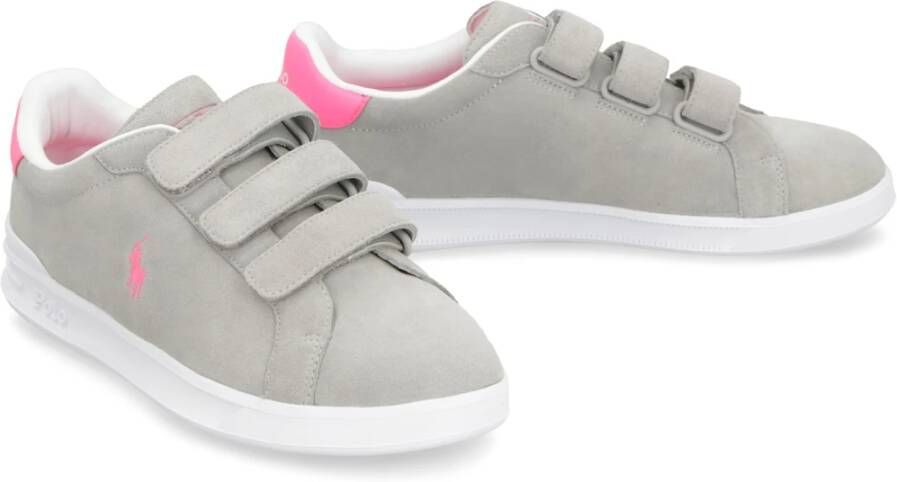 Polo Ralph Lauren Lage suède sneakers met contrasterende hiel Gray Dames