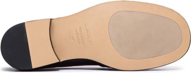 Pomme D'or Zwarte leren mocassins met klem Black Dames