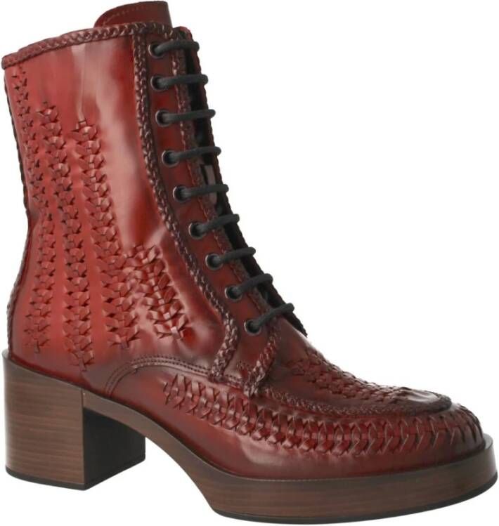 Pons Quintana Bordeaux Veterschoenen Dames Enkellaarsjes Red Dames