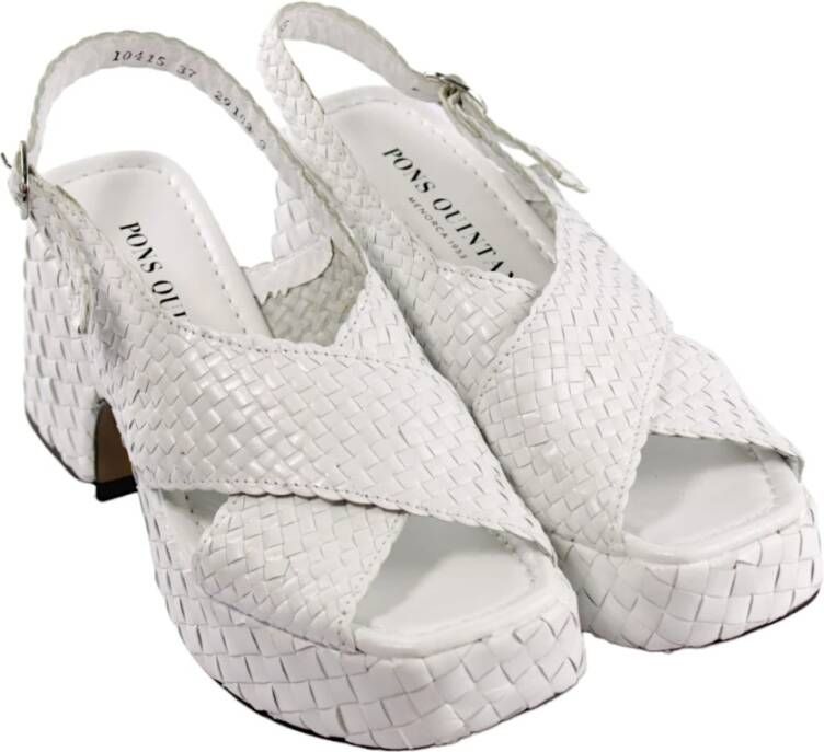 Pons Quintana Elegant White Leather Sandals White Dames