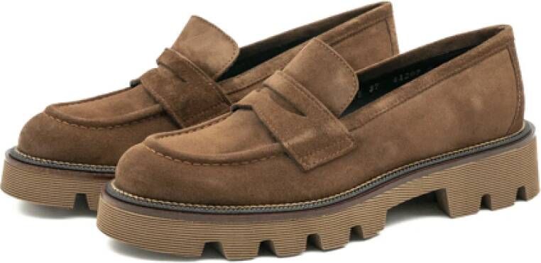 Pons Quintana Elegante suède loafers voor dames Brown Dames