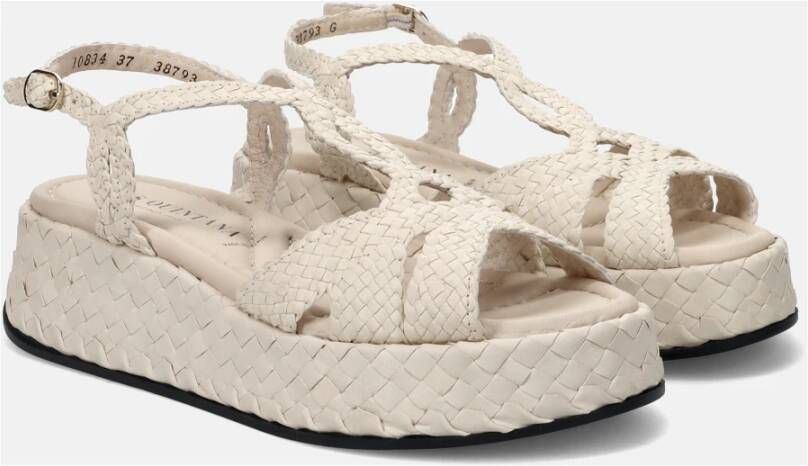 Pons Quintana Gevlochten leren platform sandalen Beige Dames