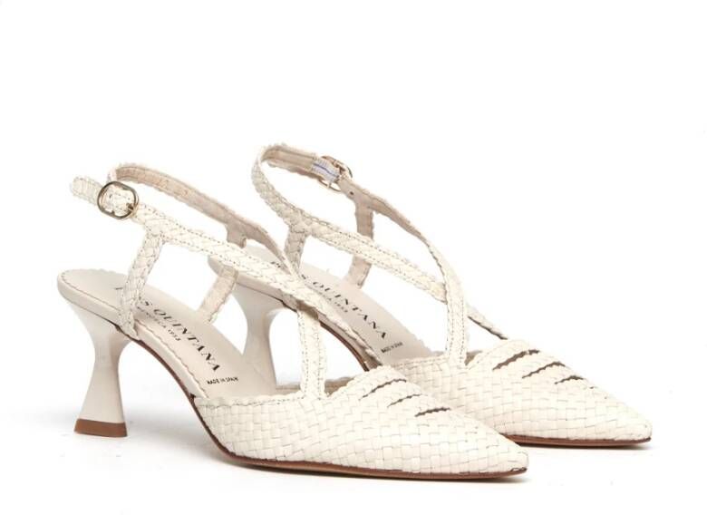 Pons Quintana Geweven leren slingback sandalen White Dames