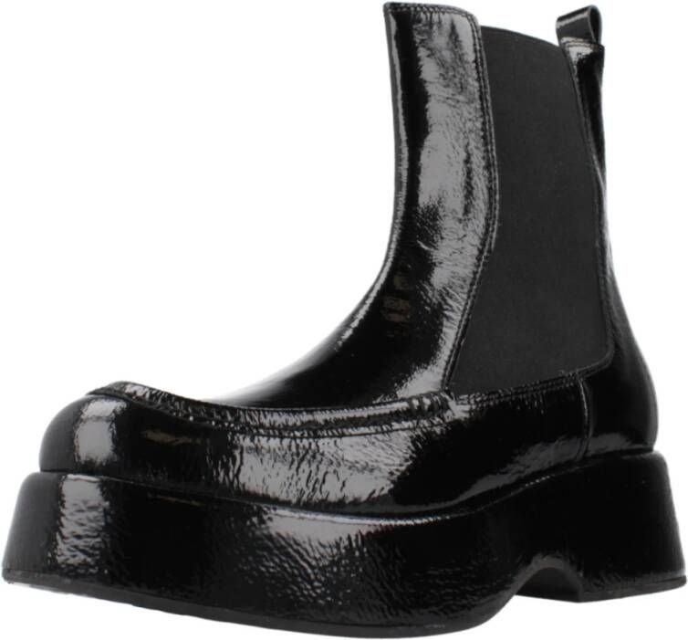 Pons Quintana Klassieke Chelsea Boots van zwart leer Black Dames