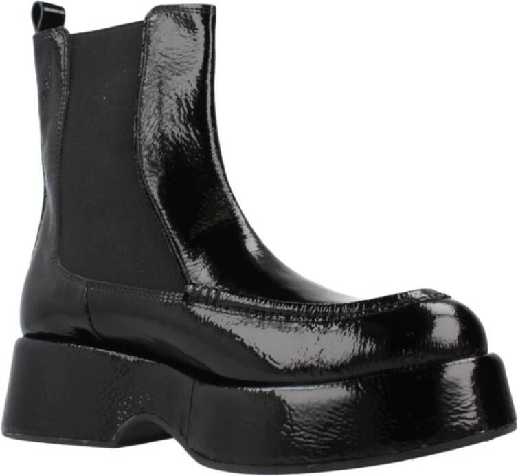 Pons Quintana Klassieke Chelsea Boots van zwart leer Black Dames