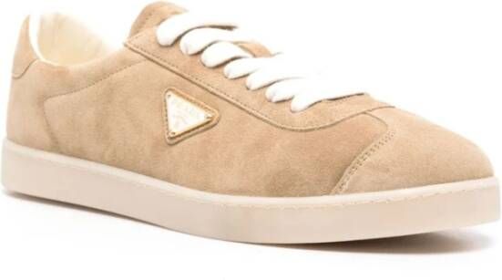 Prada Beige Suède Panel Sneakers Beige Heren