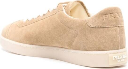 Prada Beige Suède Panel Sneakers Beige Heren