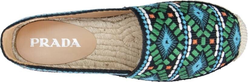 Prada Canvas Slip-On Espadrilles Kameel Logo Multicolor Dames