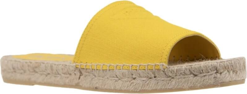 Prada Canvas Slip-On Espadrilles met leren patch Yellow Dames