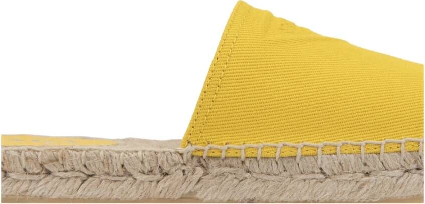 Prada Canvas Slip-On Espadrilles met leren patch Yellow Dames