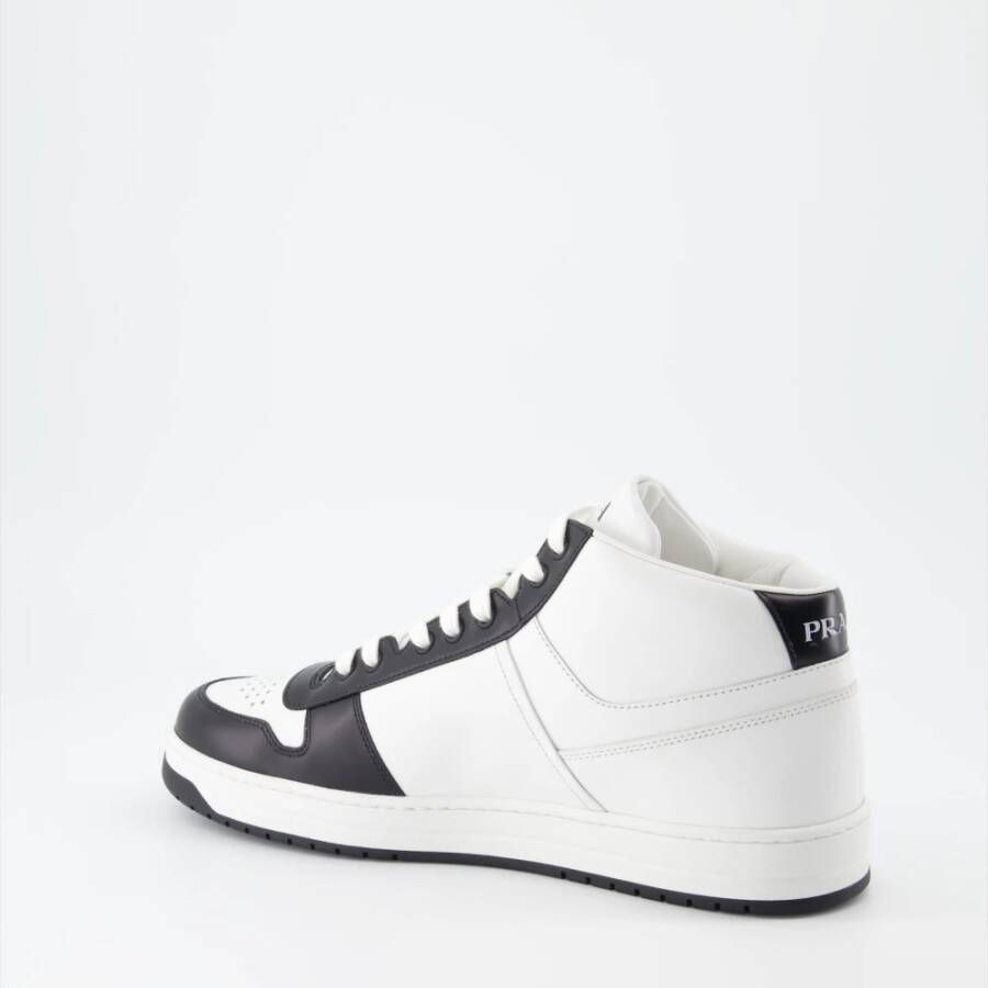 Prada Downtown Bicolor Leren High-Top Sneakers White Heren