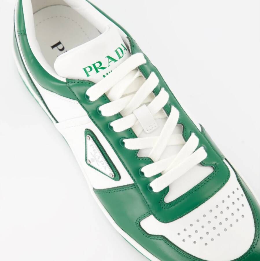 Prada Downtown Bicolor Leren Sneakers Green Heren