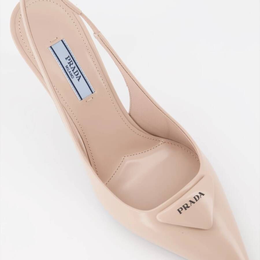 Prada Elastische band leren hakken Beige Dames