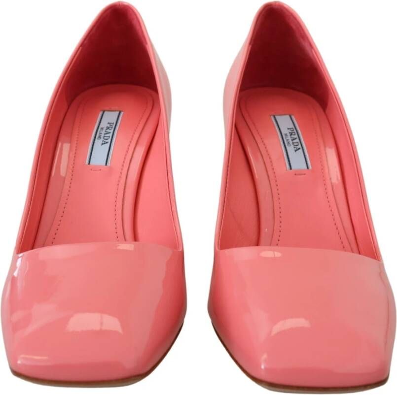 Prada Elegant Pink Square Toe Pumps Pink Dames