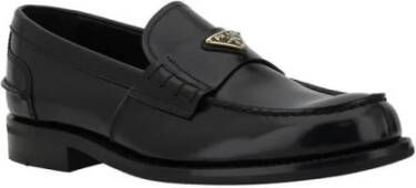 Prada Elegante Leren Loafers Monelli Stijl Black Heren