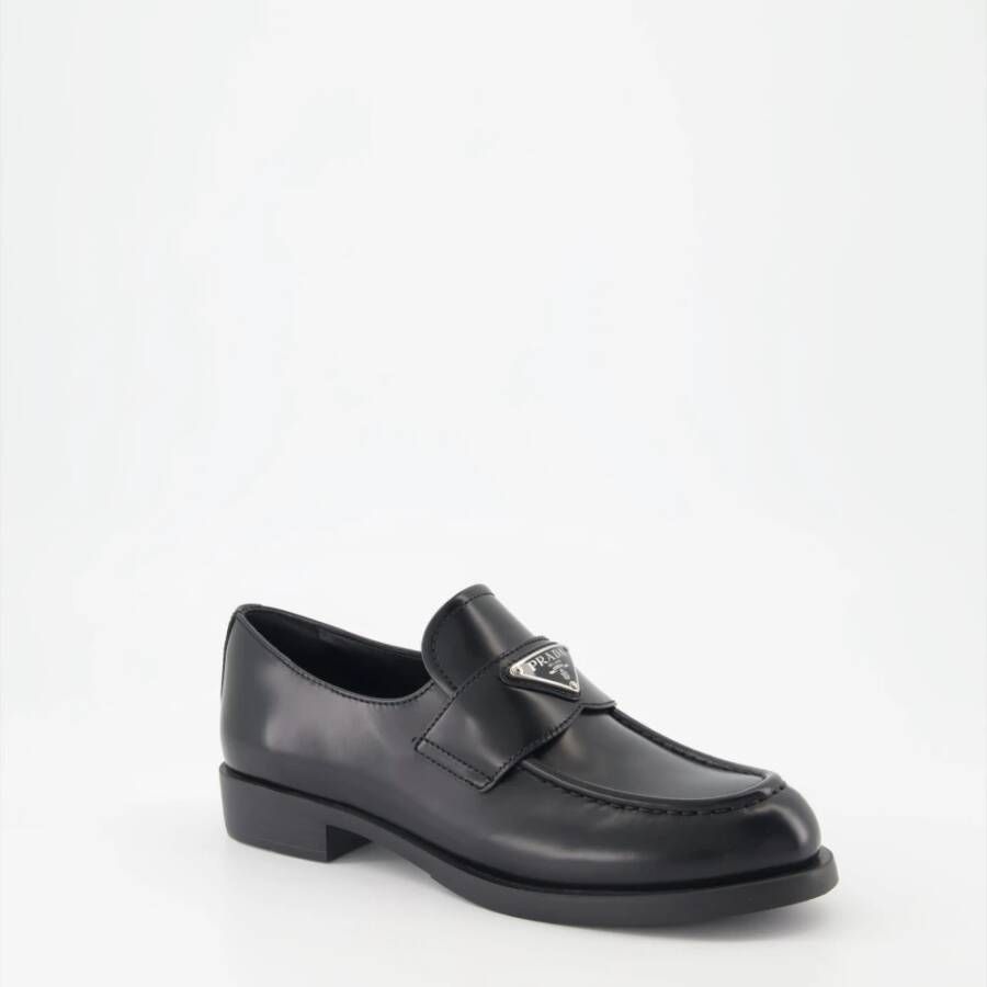 Prada Geborsteld leren instap mocassins Black Dames