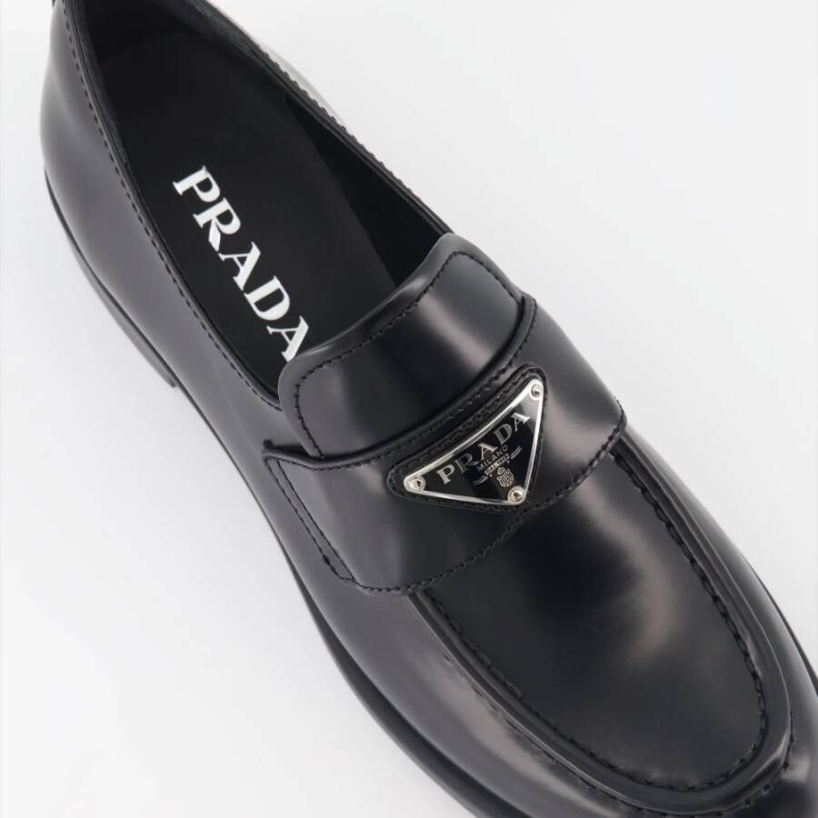 Prada Geborsteld leren instap mocassins Black Dames