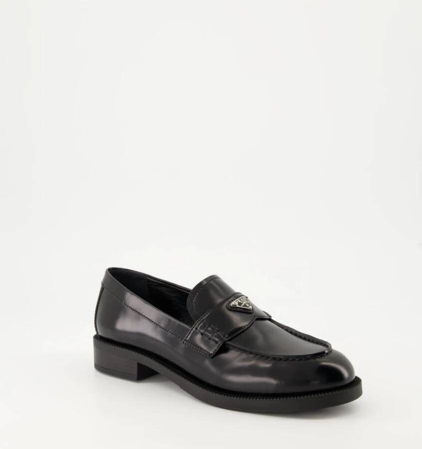 Prada Geborsteld leren loafers Black Dames