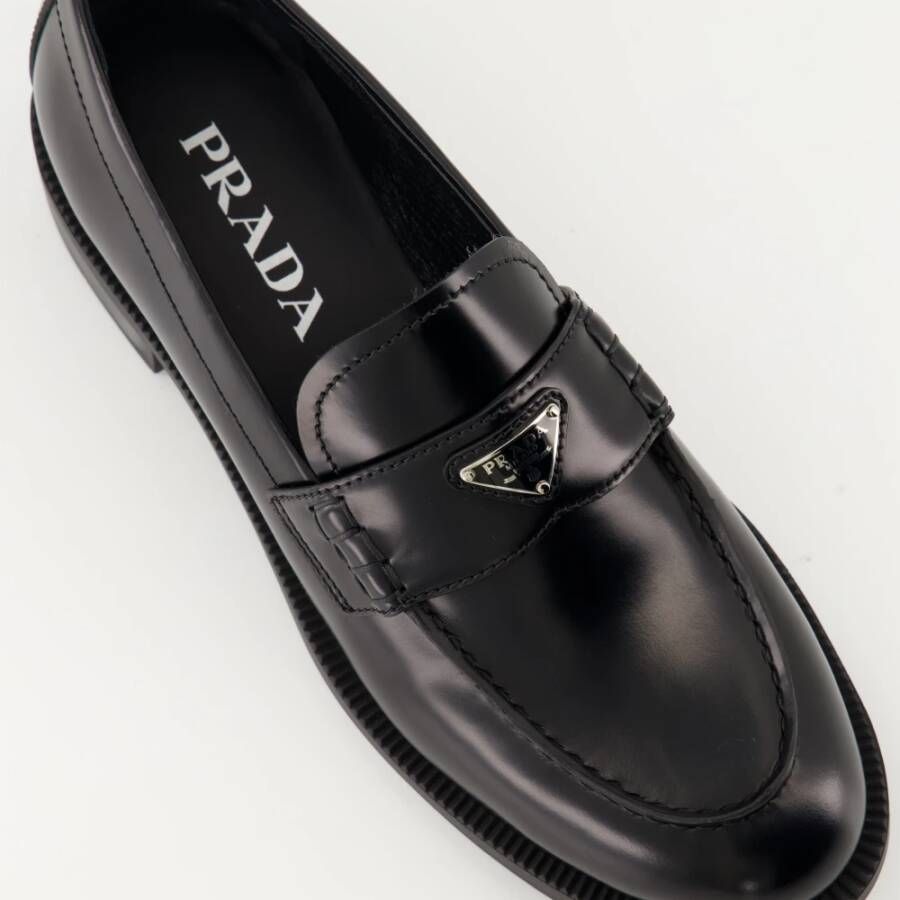 Prada Geborsteld leren loafers Black Dames