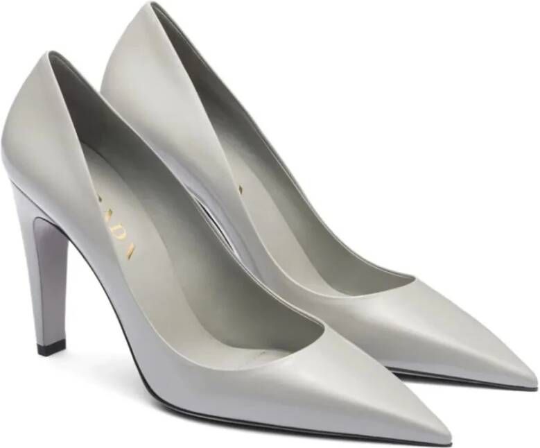 Prada Geborsteld Leren Pumps Gray Dames