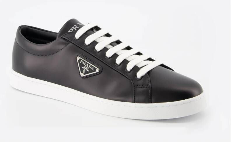 Prada Geborsteld leren sneakers Herfst-Winter 2024 Black Heren