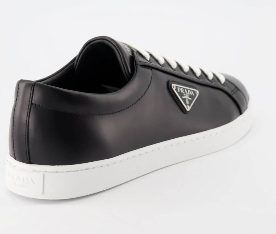 Prada Geborsteld leren sneakers Herfst-Winter 2024 Black Heren