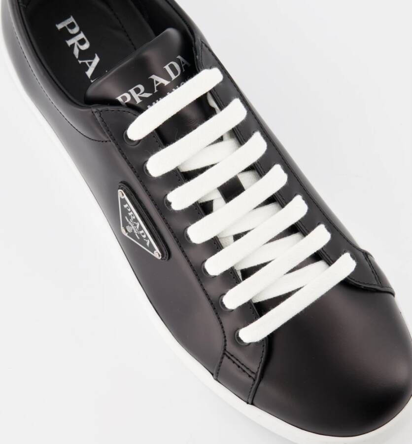 Prada Geborsteld leren sneakers Herfst-Winter 2024 Black Heren