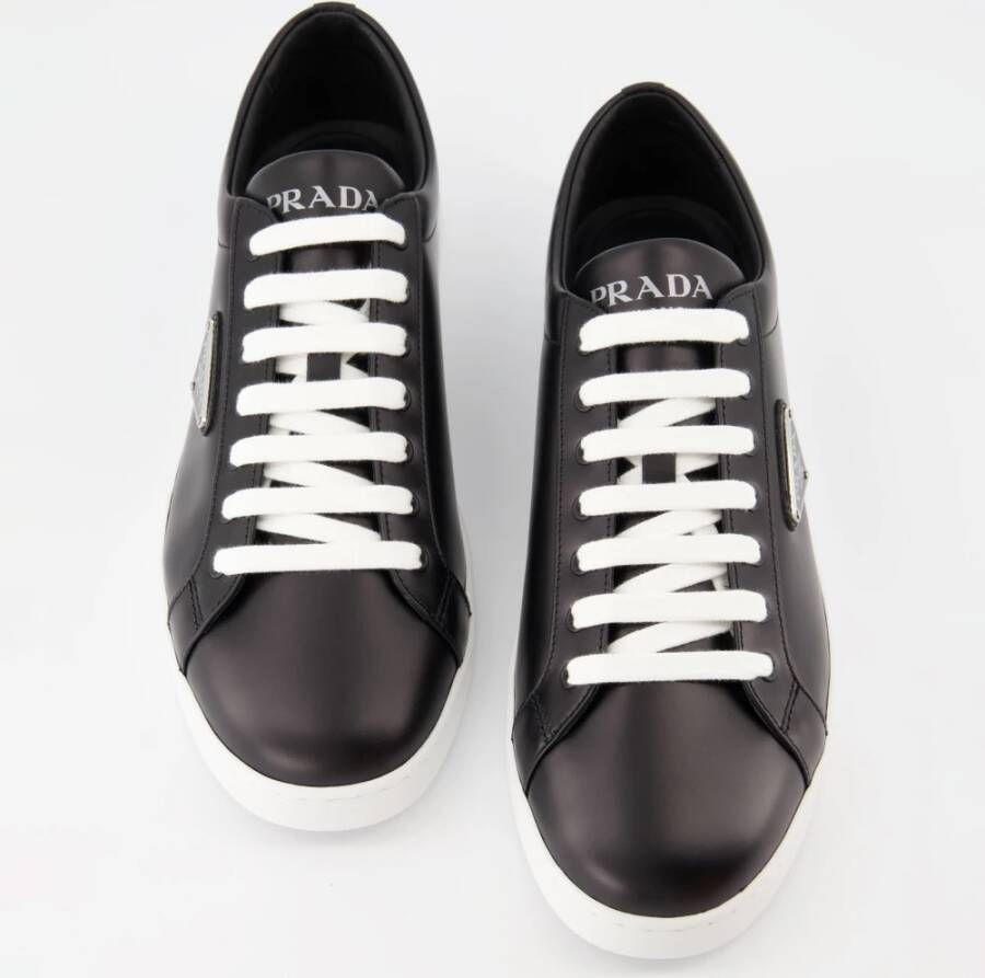 Prada Geborsteld leren sneakers Herfst-Winter 2024 Black Heren