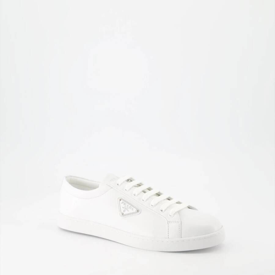 Prada Geborsteld leren vetersneakers White Heren