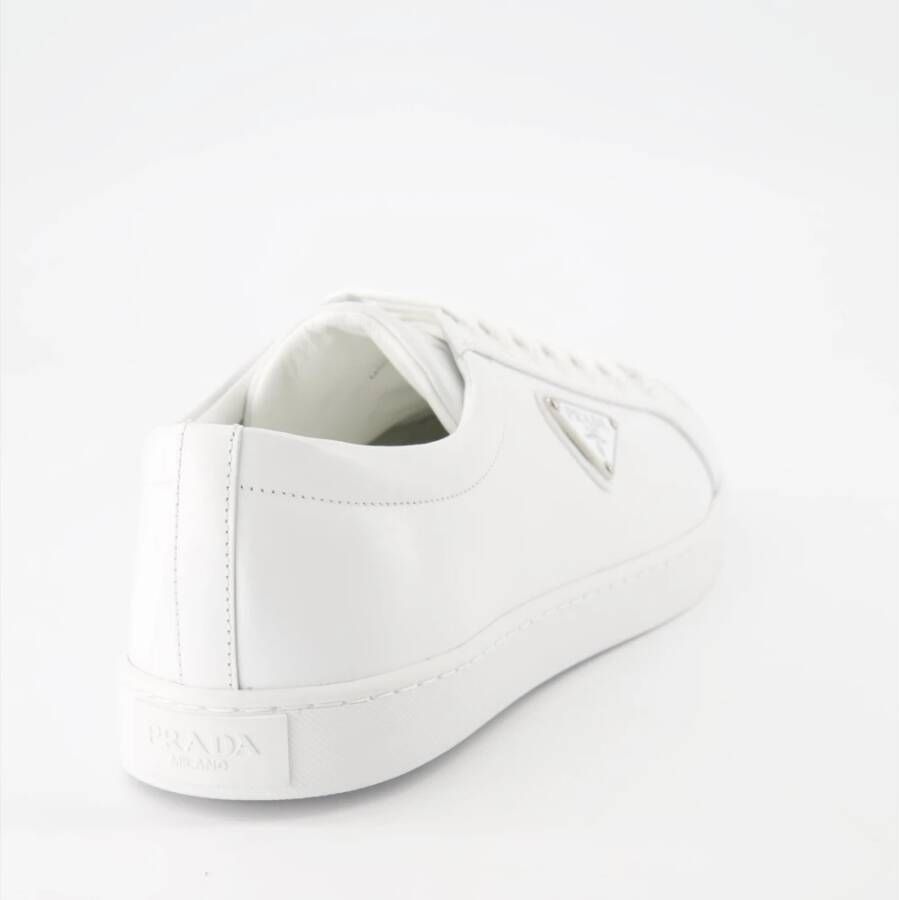 Prada Geborsteld leren vetersneakers White Heren